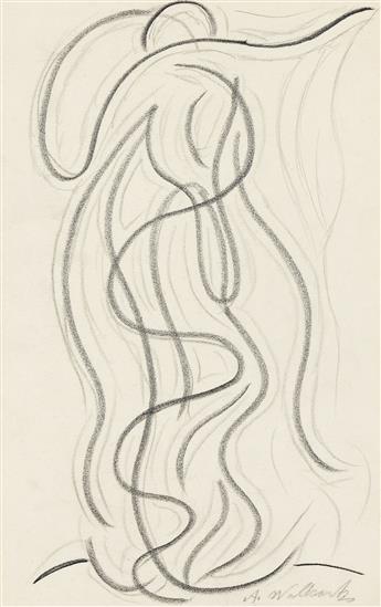 ABRAHAM WALKOWITZ Three abstract pencil drawings of Isadora Duncan.